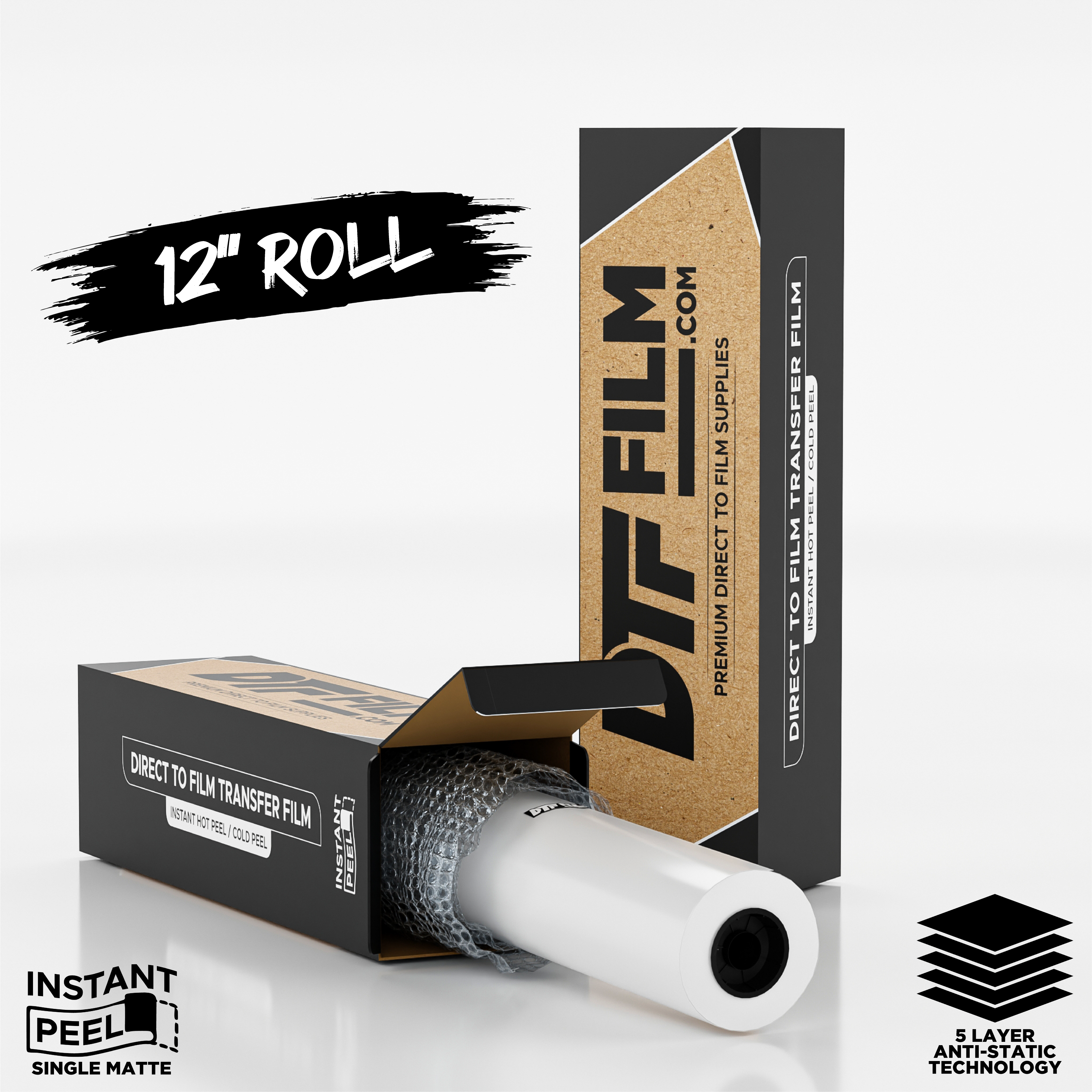 12" x 328' HOT / COLD Peel Single Matte DTF Film