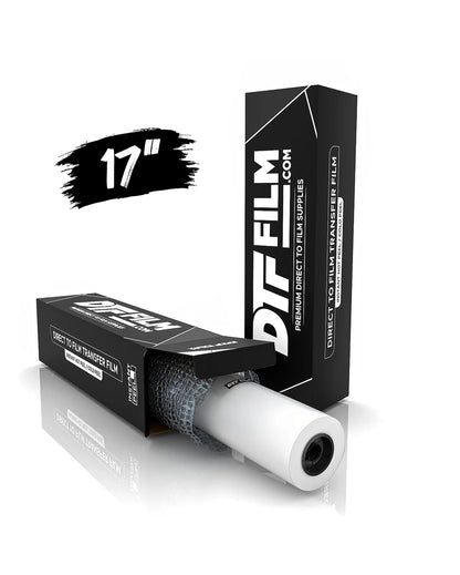 Roll of DTF film with packaging on a white background